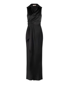 Robe longue portefeuille en satin avec décolleté en V et fente latérale Rinascimento