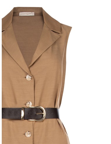 Robe droite en mélange de lyocell et de coton avec ceinture assortie en similicuir Rinascimento