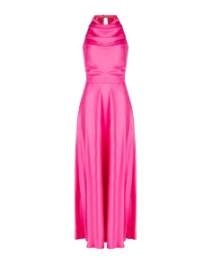 Robe maxi en satin avec décolleté drapé et nœud dans le dos Rinascimento