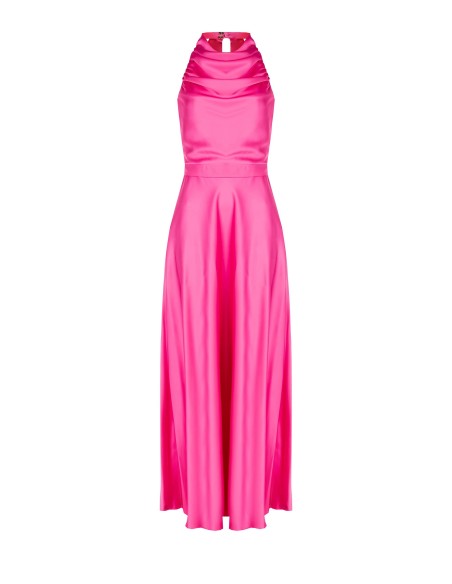 Robe maxi en satin avec décolleté drapé et nœud dans le dos Rinascimento