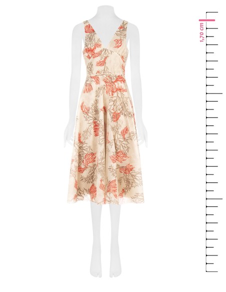 Robe midi évasée en lyocell avec double décolleté en V et élastique au dos Rinascimento