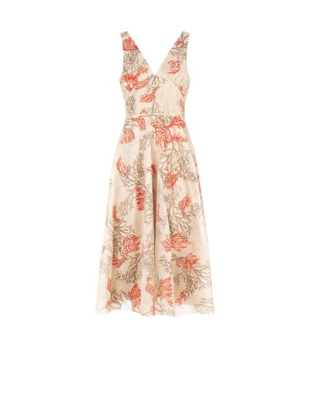 Robe midi évasée en lyocell avec double décolleté en V et élastique au dos Rinascimento