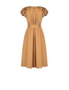 Robe midi évasée en coton, encolure en V et ceinture assortie, modèle « Rinascimento » 2