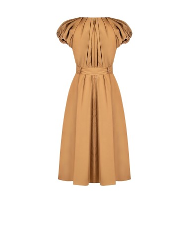 Robe midi évasée en coton, encolure en V et ceinture assortie, modèle « Rinascimento »