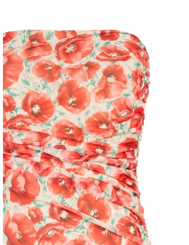 Robe courte asymétrique en tulle avec imprimé de coquelicots « Rinascimento »