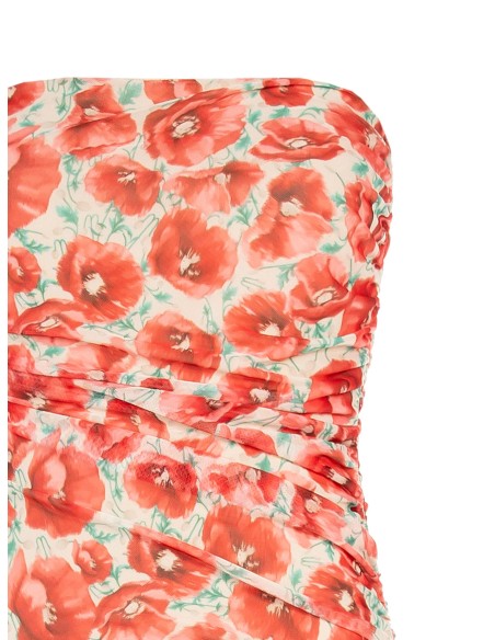 Asymmetrische korte netjurk met klaprozenprint van Rinascimento