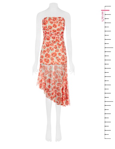 Robe courte asymétrique en tulle avec imprimé de coquelicots « Rinascimento »