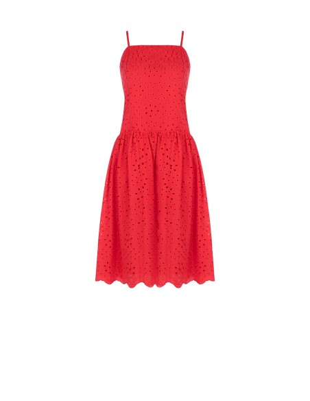 Robe midi en coton Sangallo avec jupe à volants « Rinascimento »
