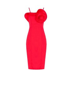 Robe fourreau en coton avec une grande rose structurée « Rinascimento »