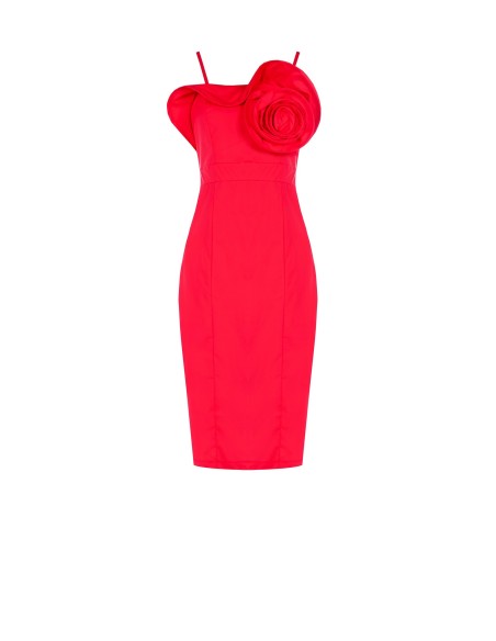 Robe fourreau en coton avec une grande rose structurée « Rinascimento »