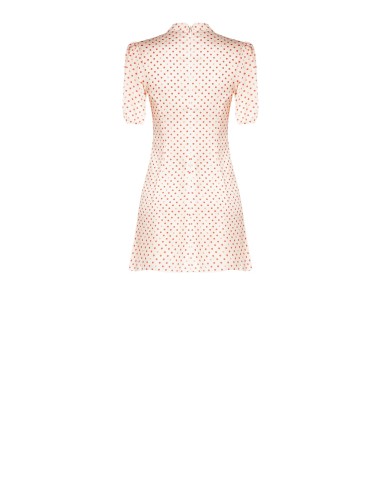 Robe courte évasée en satin à pois, avec encolure en V et petit foulard « Rinascimento »