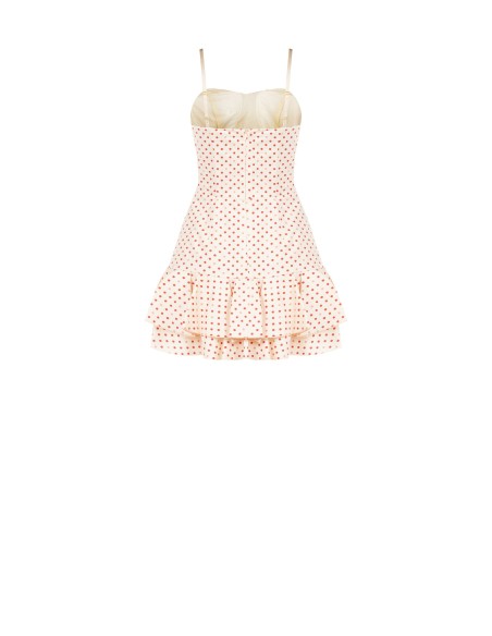 Robe courte en coton mélangé à pois, avec ourlet à volants « Rinascimento »