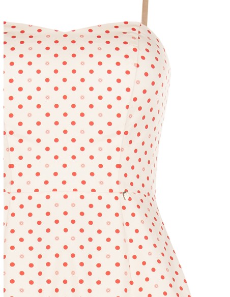 Robe courte en coton mélangé à pois, avec ourlet à volants « Rinascimento »