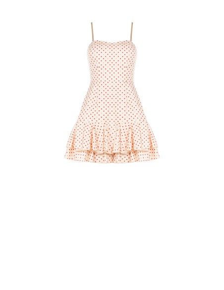 Robe courte en coton mélangé à pois, avec ourlet à volants « Rinascimento »
