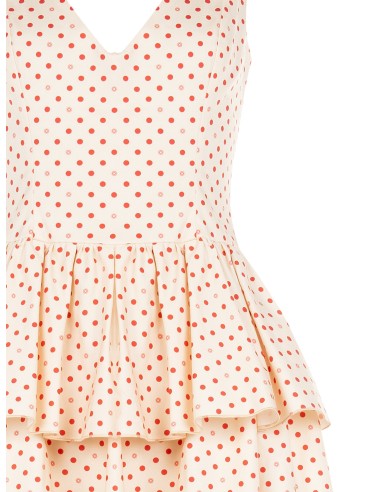 Robe courte en coton mélangé à pois, avec double encolure en V « Rinascimento »