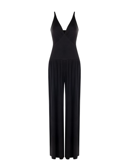 Palazzo-jumpsuit van jersey met diepe V-hals, renaissance-stijl