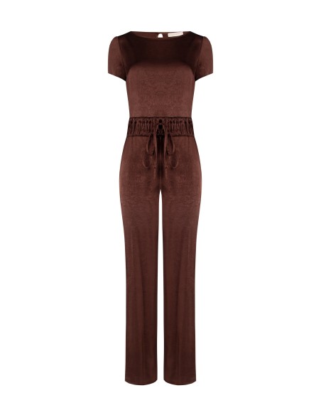 Rinascimento Palazzo-jumpsuit van satijn met dubbele taillekoordsluiting