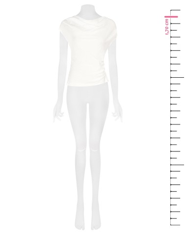 Haut en mélange de viscose, légèrement froissé, froncé sur un côté, style Rinascimento