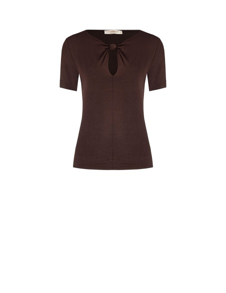 Top ajusté en viscose avec nœud et découpe en forme de goutte Rinascimento