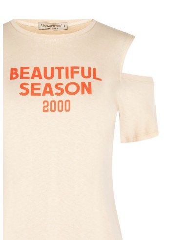 T-shirt coupe classique en coton avec découpe sur les épaules « Rinascimento »
