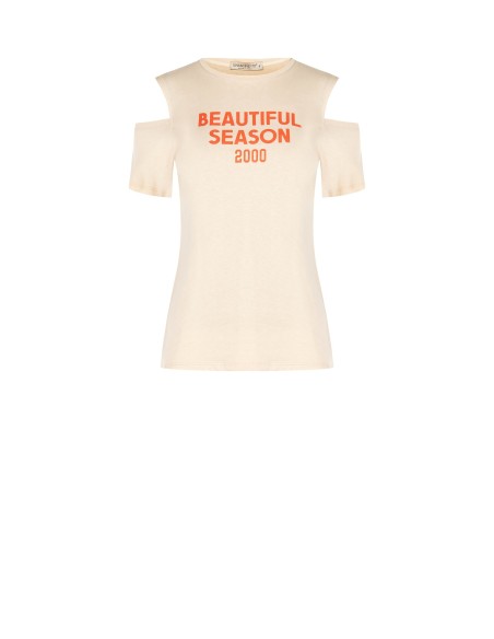 Regular T-shirt van katoen met cut-out op de schouders Rinascimento