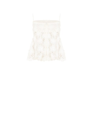 Top péplum recouvert de roses en tulle en relief Rinascimento