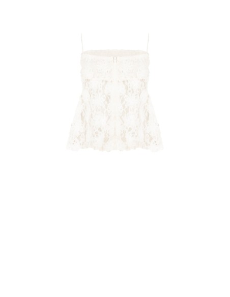 Top péplum recouvert de roses en tulle en relief Rinascimento