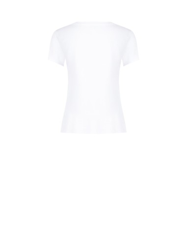 Regular T-shirt van katoenmix met damesprint en strass-steentjes Rinascimento