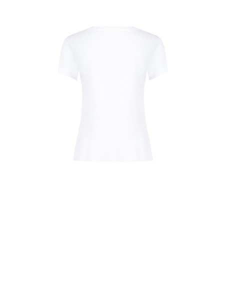 T-shirt regular en mélange de coton avec imprimé pour femme et strass Rinascimento