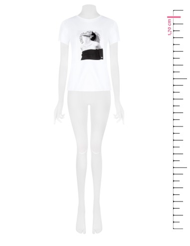 T-shirt regular en mélange de coton avec imprimé pour femme et strass Rinascimento