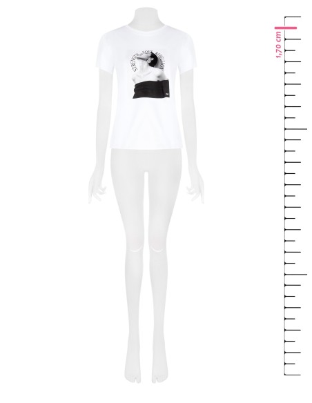 T-shirt regular en mélange de coton avec imprimé pour femme et strass Rinascimento