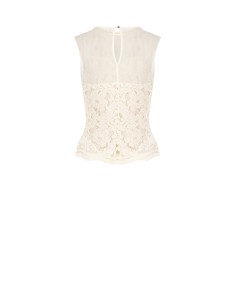 Top bustier cintré en dentelle avec empiècement en tulle et col rond orné de perles Rinascimento 2