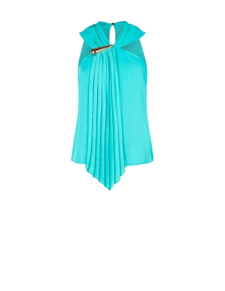 Getailleerde georgette blouse met geplisseerde volant Rinascimento