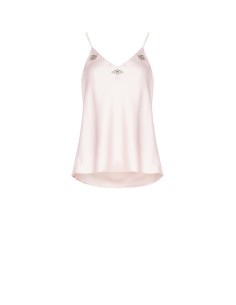 Top cintré et fluide en satin lourd avec cristaux cabochon Rinascimento