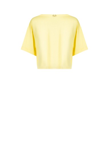 T-shirt court oversize en coton avec inscription « Chardonnay » en cristaux Rinascimento