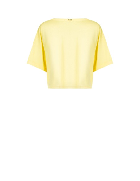 T-shirt court oversize en coton avec inscription « Chardonnay » en cristaux Rinascimento