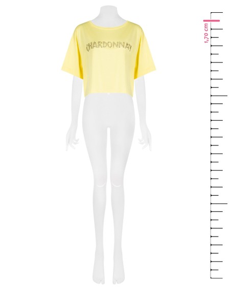 Korte oversized katoenen T-shirt met de tekst Chardonnay in kristallen van Rinascimento