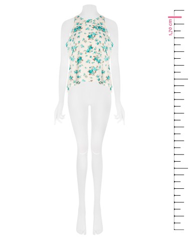 Ruime A-lijnblouse met ruitjes en rozen Rinascimento