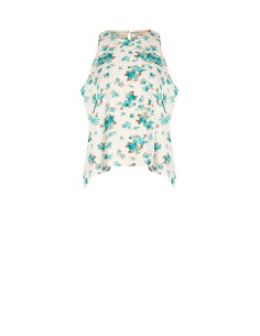 Blouse ample trapèze à carreaux et roses Rinascimento