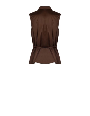 Blouse van katoenmix met ruches en lange, smalle bijpassende ceintuur Rinascimento