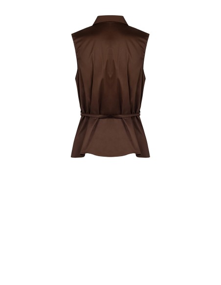 Blouse en coton mélangé avec volants et longue ceinture fine assortie Rinascimento
