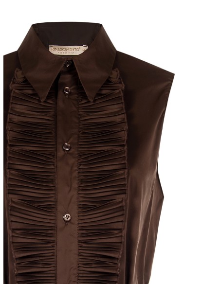Blouse en coton mélangé avec volants et longue ceinture fine assortie Rinascimento