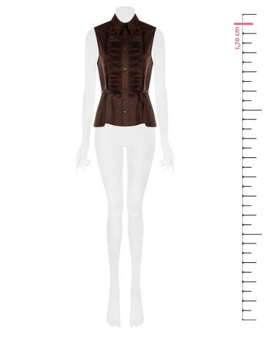 Blouse van katoenmix met ruches en lange, smalle bijpassende ceintuur Rinascimento