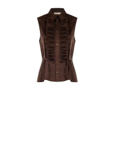 Blouse van katoenmix met ruches en lange, smalle bijpassende ceintuur Rinascimento