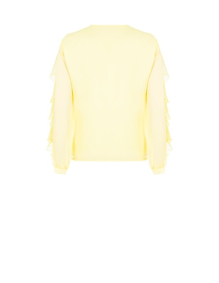Blouse cintrée en georgette plissée avec décolleté en V et volant Rinascimento