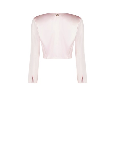 Boléro couvre-épaules en satin avec empiècement en tulle plissé sur le devant et épaulettes Rinascimento