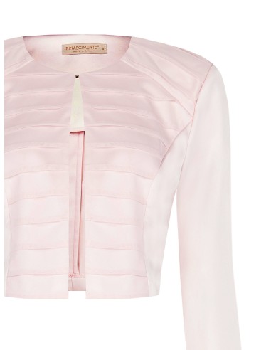 Boléro couvre-épaules en satin avec empiècement en tulle plissé sur le devant et épaulettes Rinascimento