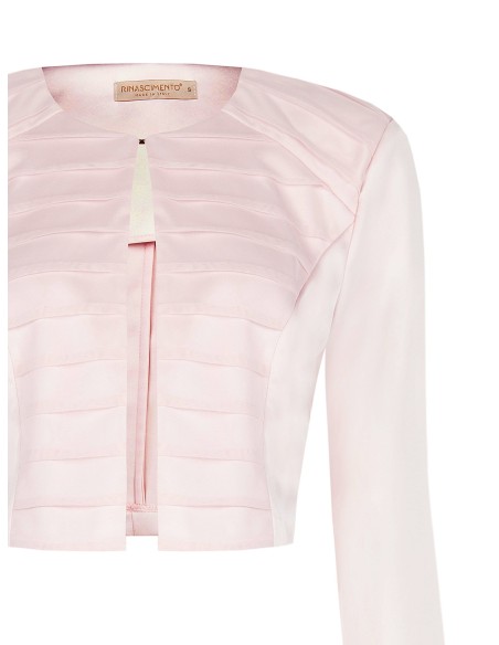 Boléro couvre-épaules en satin avec empiècement en tulle plissé sur le devant et épaulettes Rinascimento
