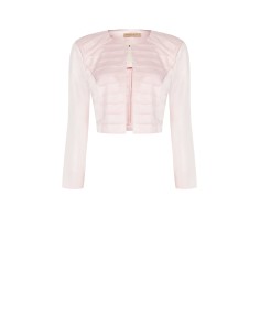 Boléro couvre-épaules en satin avec empiècement en tulle plissé sur le devant et épaulettes Rinascimento