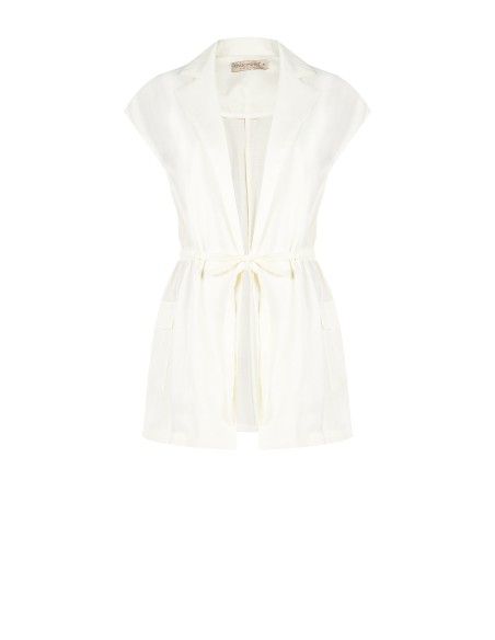 Gilet long ouvert en satin avec cordon de serrage à la taille Rinascimento
